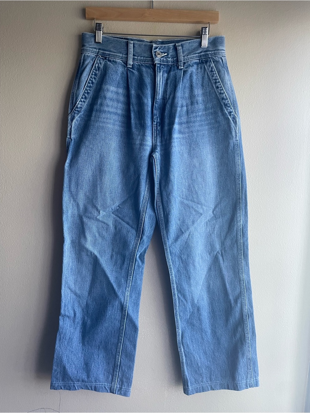 RE/DONE Vintage Fade Women Blue Denim High Rise Wide-Leg Jeans Size 25